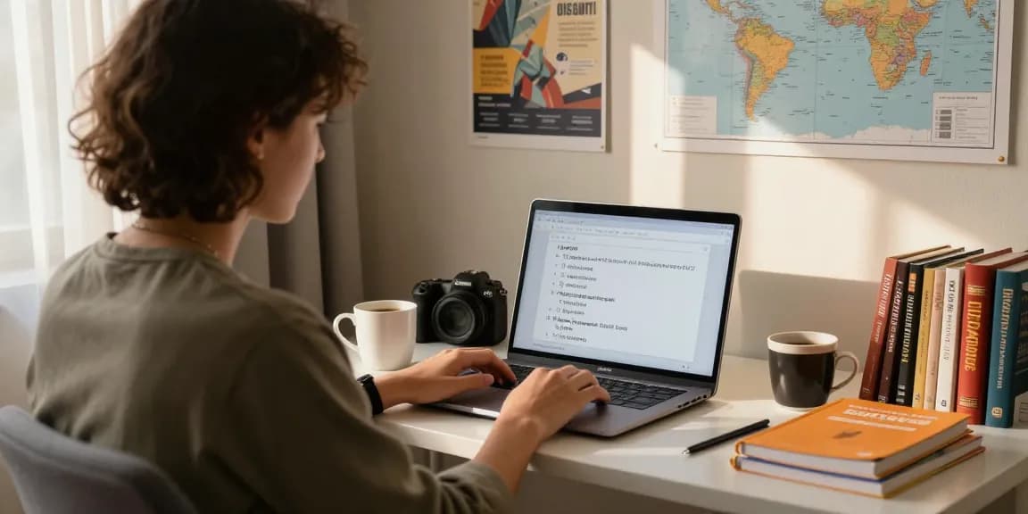 Engaging scene of a person testing their Quiz Allgemeinwissen skills in a cozy home study.