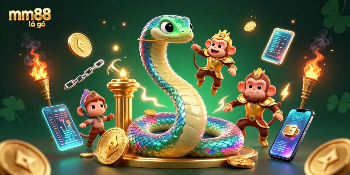 Spin the reels at mm88 là gì, where vibrant characters meet cryptocurrency and exciting gameplay.