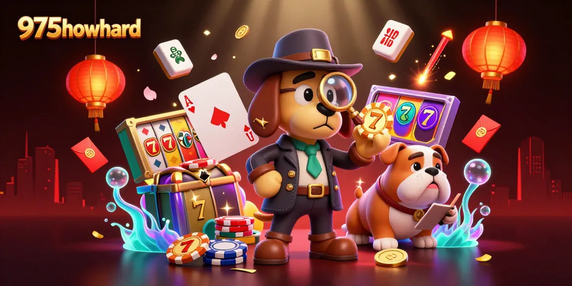 Engage with 975howard as a cartoon detective uncovers treasures in a lively casino scene.