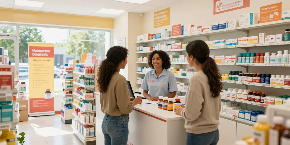 Freundliches Ambiente im Selliza Pharma Shop mit engagiertem Personal und bunten Gesundheitsprodukten