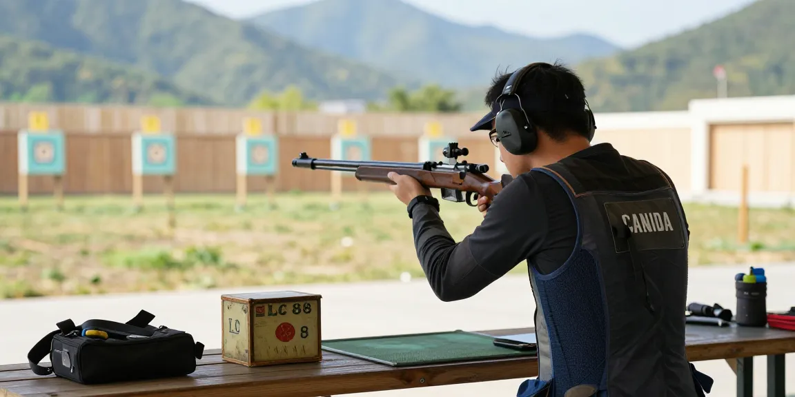 Sharp shooter at an outdoor range with LC 88 ammunition, showcasing focus and skill.