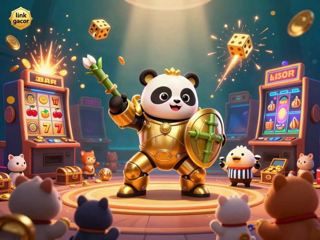Experience the thrill with "link gacor" as slots explode with jackpots in a colorful casino scene.