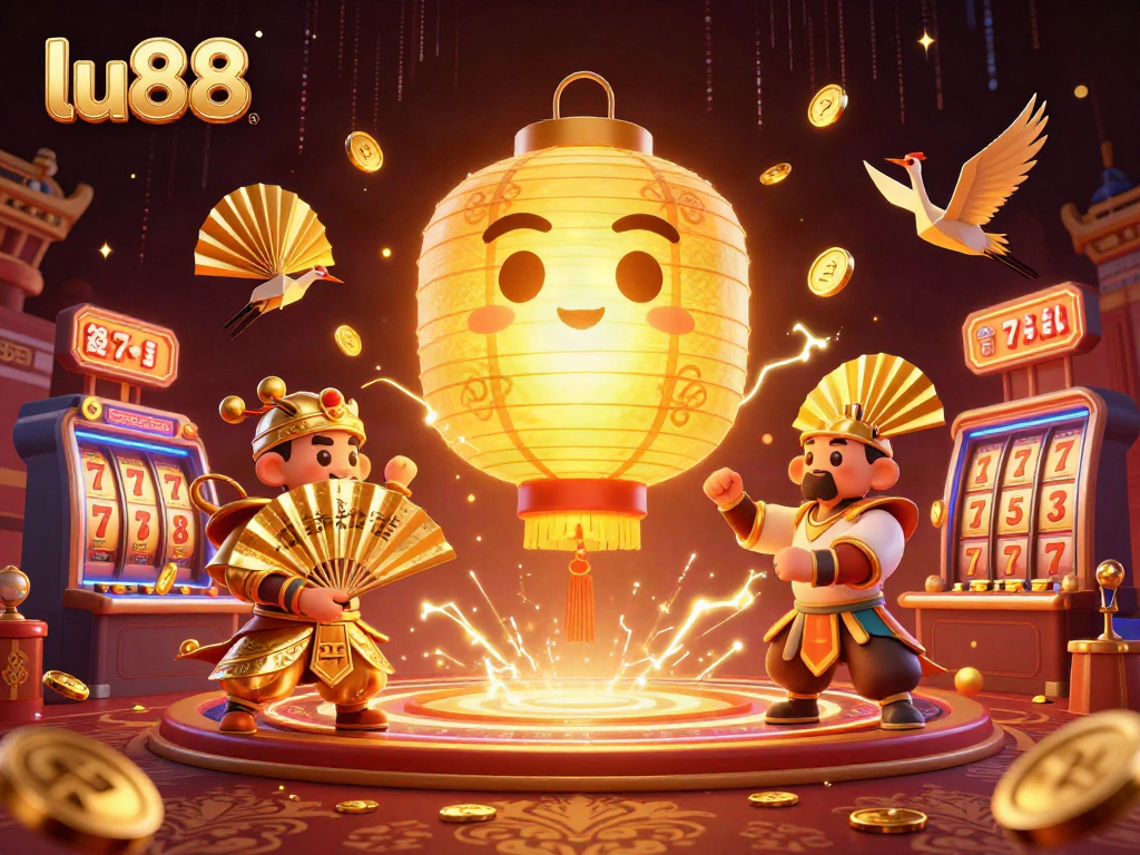 Experience thrilling gameplay at lu88 with dynamic casino elements like slot reels and golden symbols.